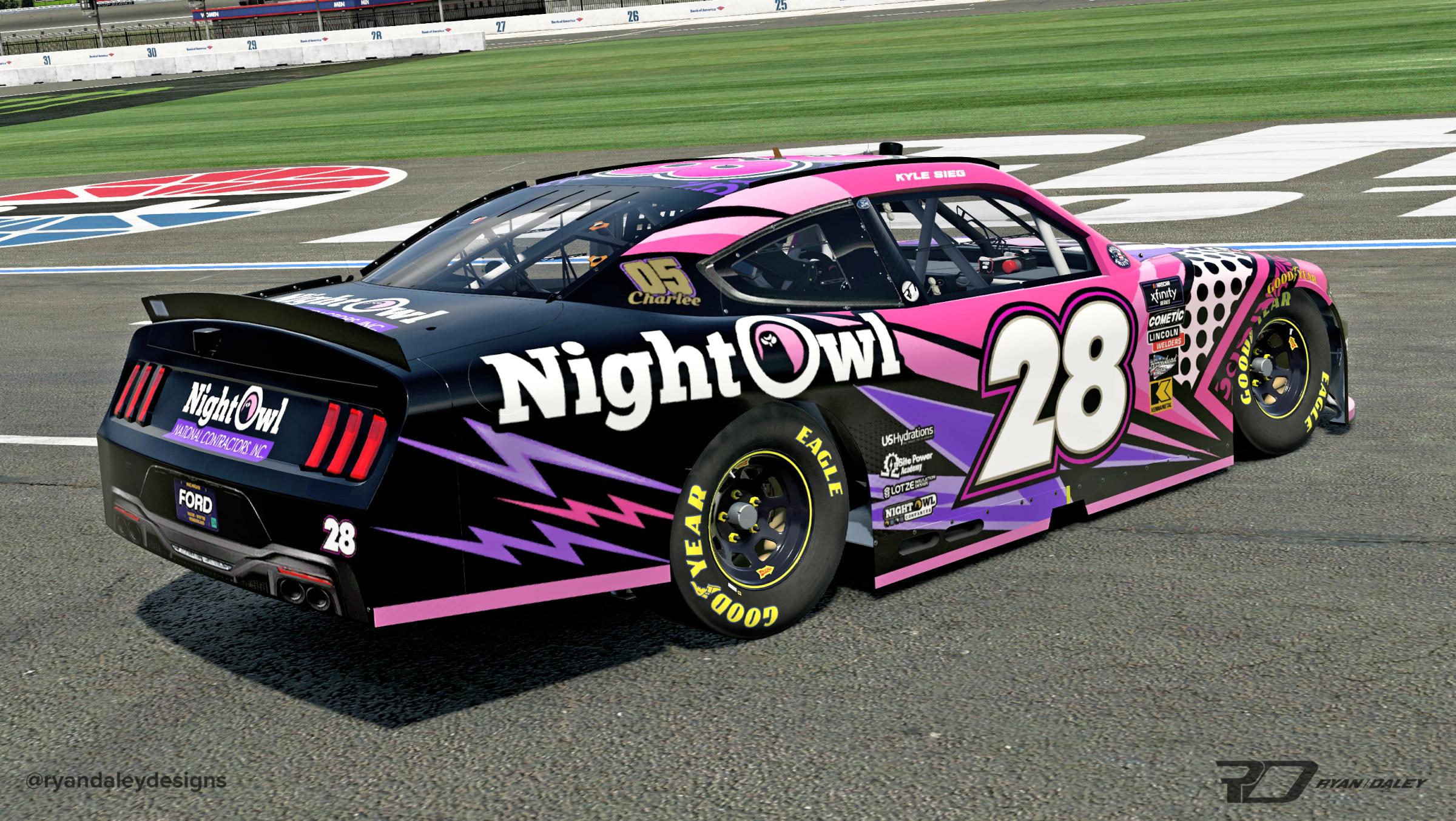 Preview of Official 2024 #28 Kyle Sieg Night Owl Pink No Numbers by Ryan Daley