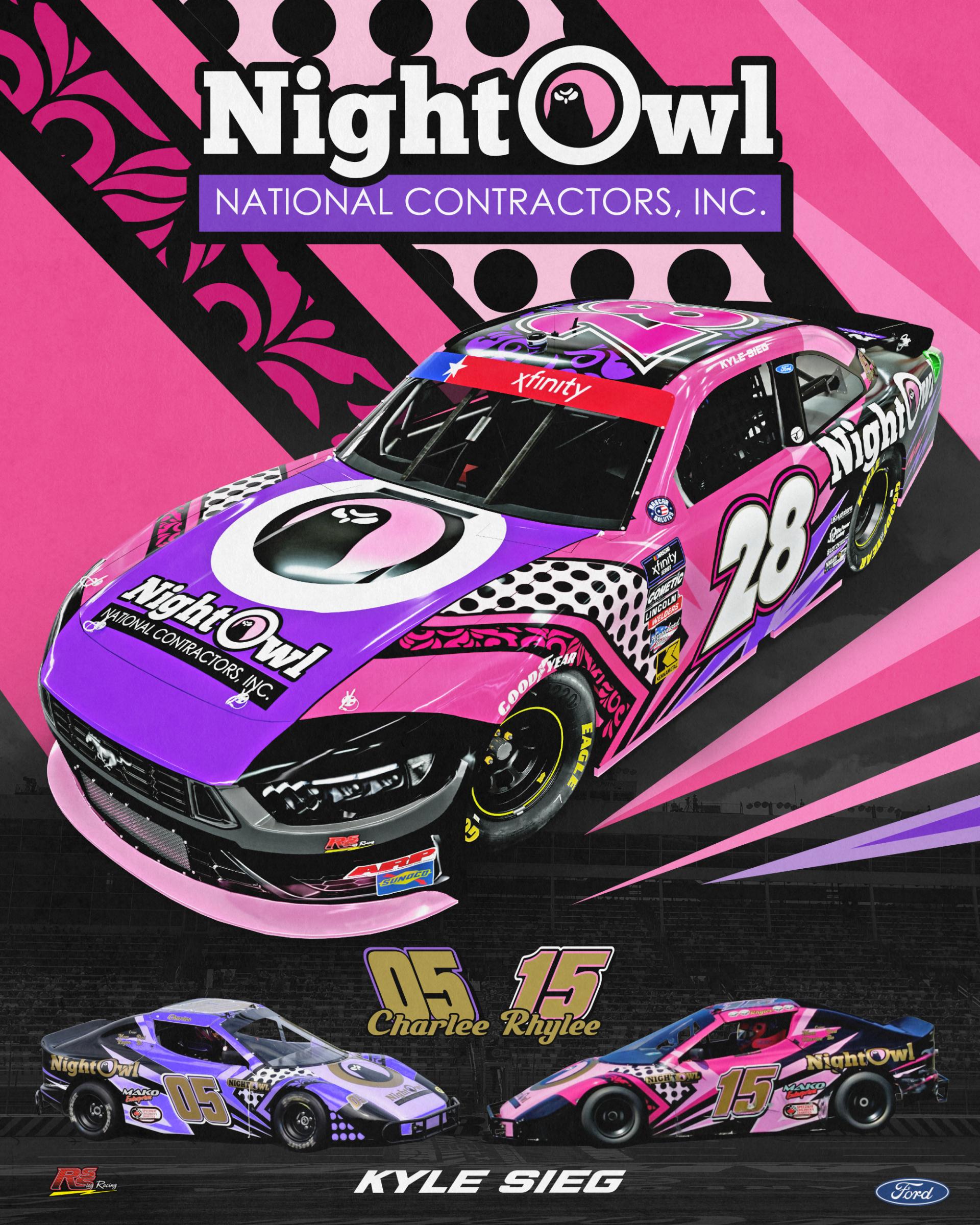 Preview of Official 2024 #28 Kyle Sieg Night Owl Pink No Numbers by Ryan Daley