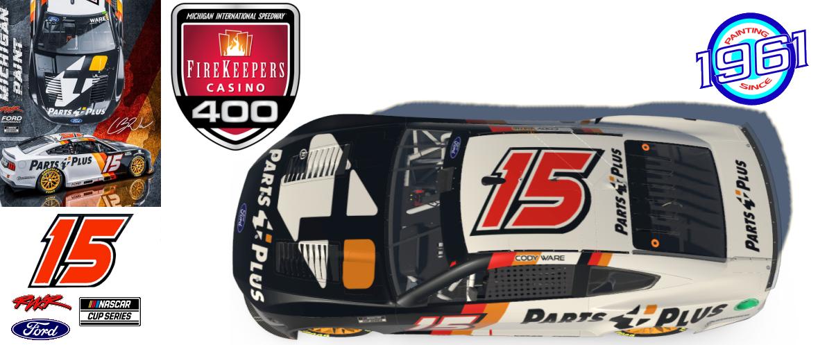Preview of 2024 RWR # 15 Cody Ware / Parts Plus Ford Mustang at Michigan. by Micael Hagstrom