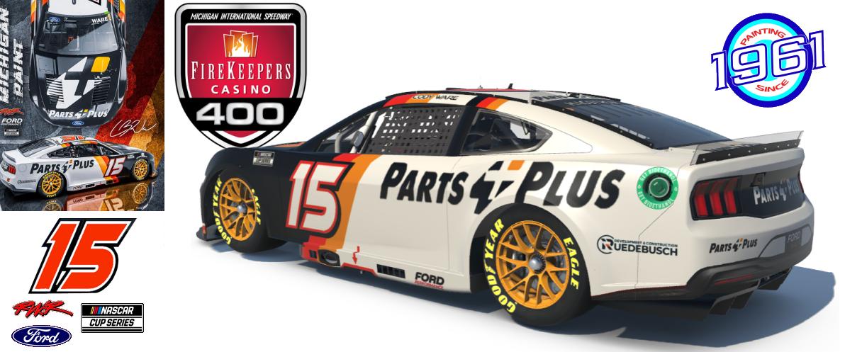 Preview of 2024 RWR # 15 Cody Ware / Parts Plus Ford Mustang at Michigan. by Micael Hagstrom
