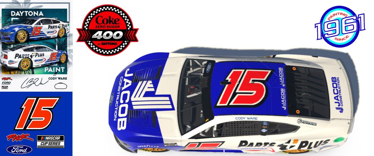 Preview of 2024 RWR # 15 Cody Ware / Jacob Construction Parts Plus Ford Mustang at Daytona. by Micael Hagstrom