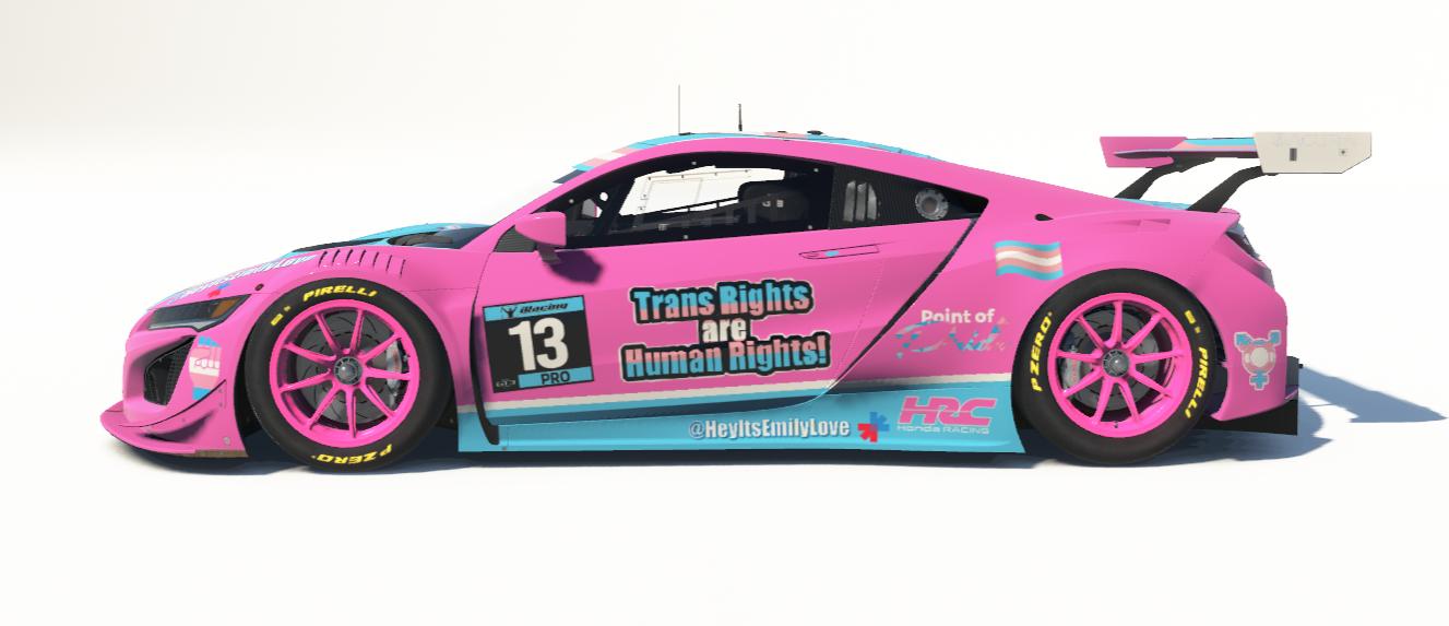 Preview of Trans Pride Acura NSX GT3 Pink by Emily Love