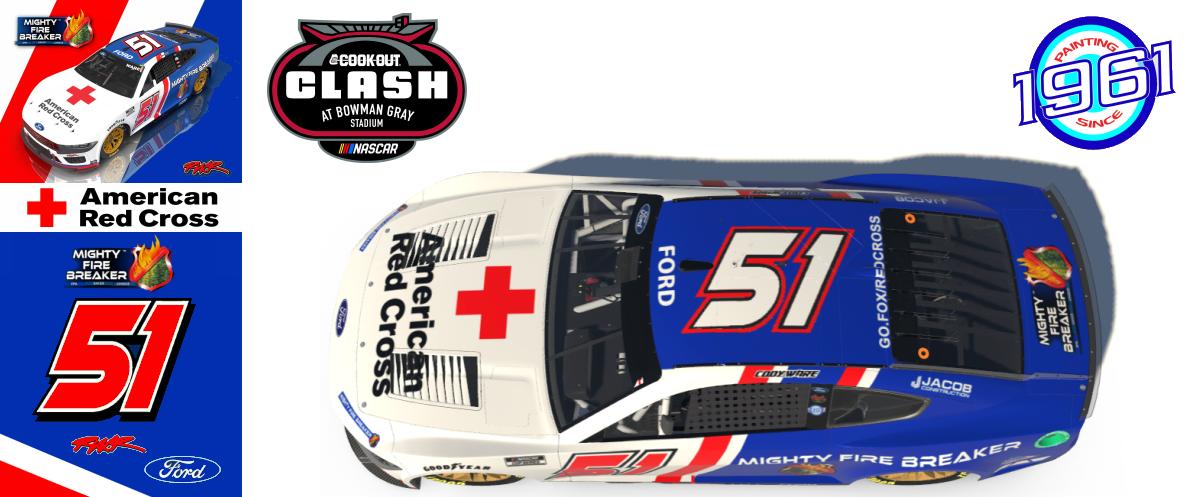 Preview of 2025 RWR Cody Ware / Mighty Fire Breaker/American Red Cross Ford Mustang Dark Horse at the Clash. by Micael Hagstrom