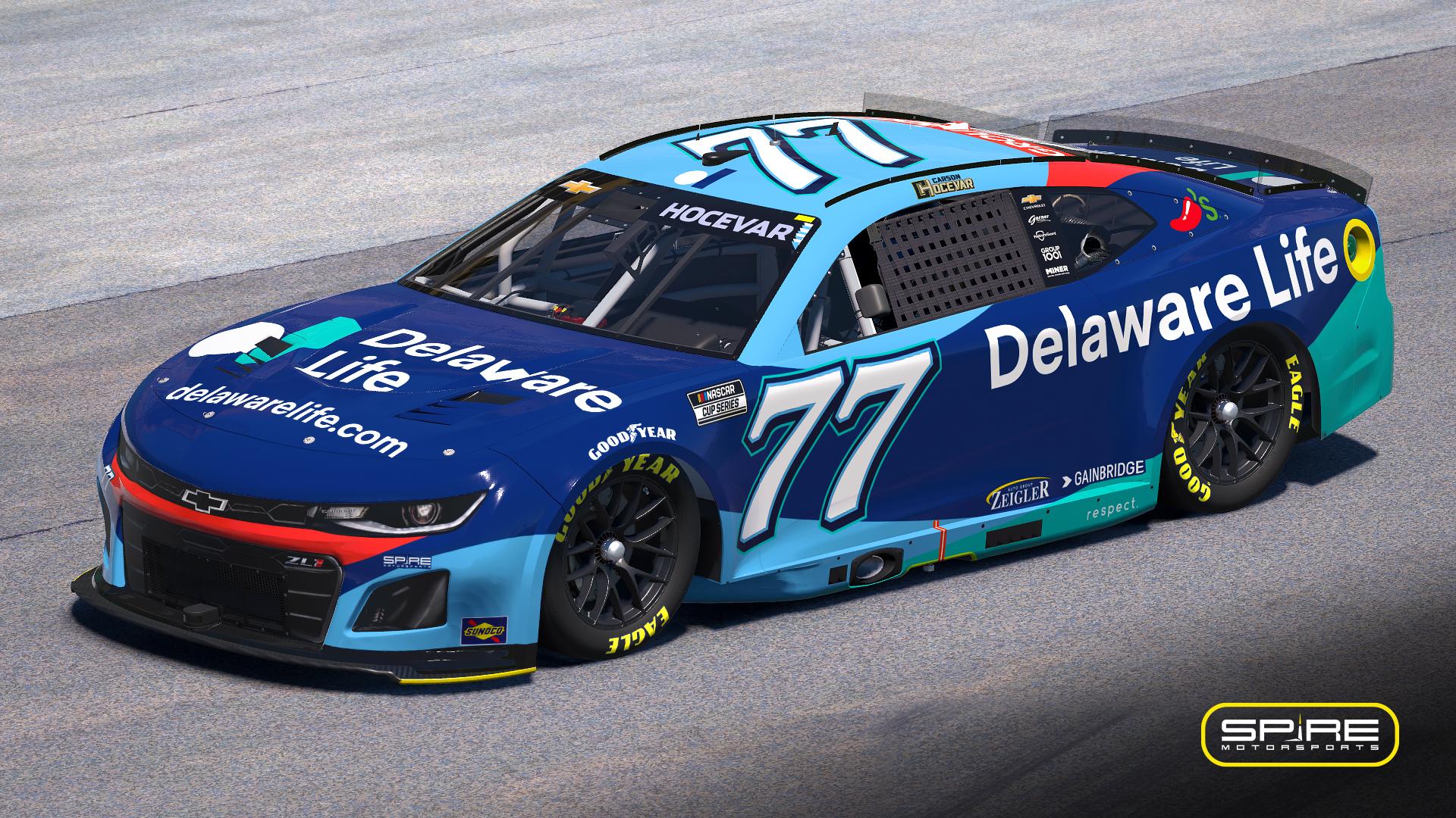Preview of 2025 #77 Carson Hocevar Delaware Life - No Number by Spire Motorsports