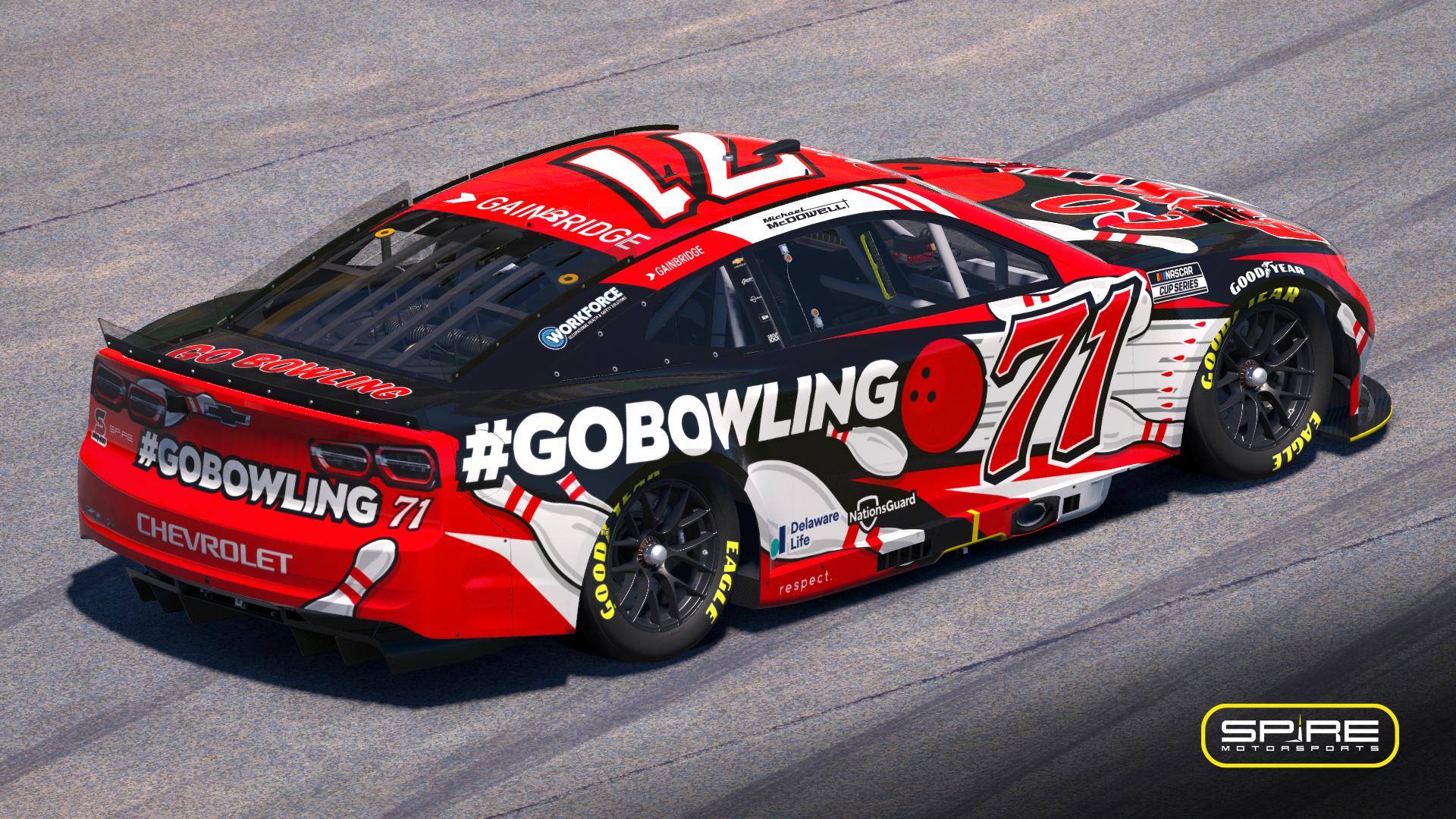 Preview of 2025 #71 Michael McDowell Go Bowling (No Numbers) by Spire Motorsports