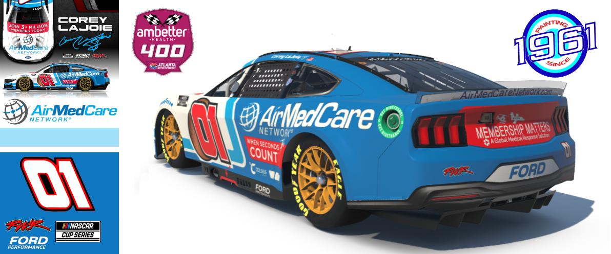 Preview of 2025 RWR # 01 Corey LaJoie / AirMedCare Network Ford Mustang Dark Horse at Atlanta. by Micael Hagstrom