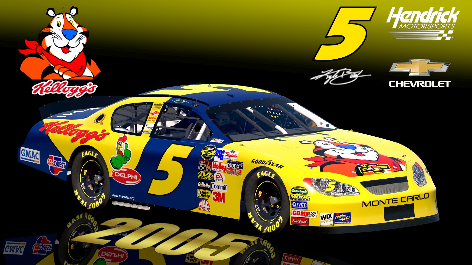 Preview of 2005 #5 Kyle Busch Kelloggs v2 Chevrolet Monte Carlo Sim Stamped Number by Christian Budd
