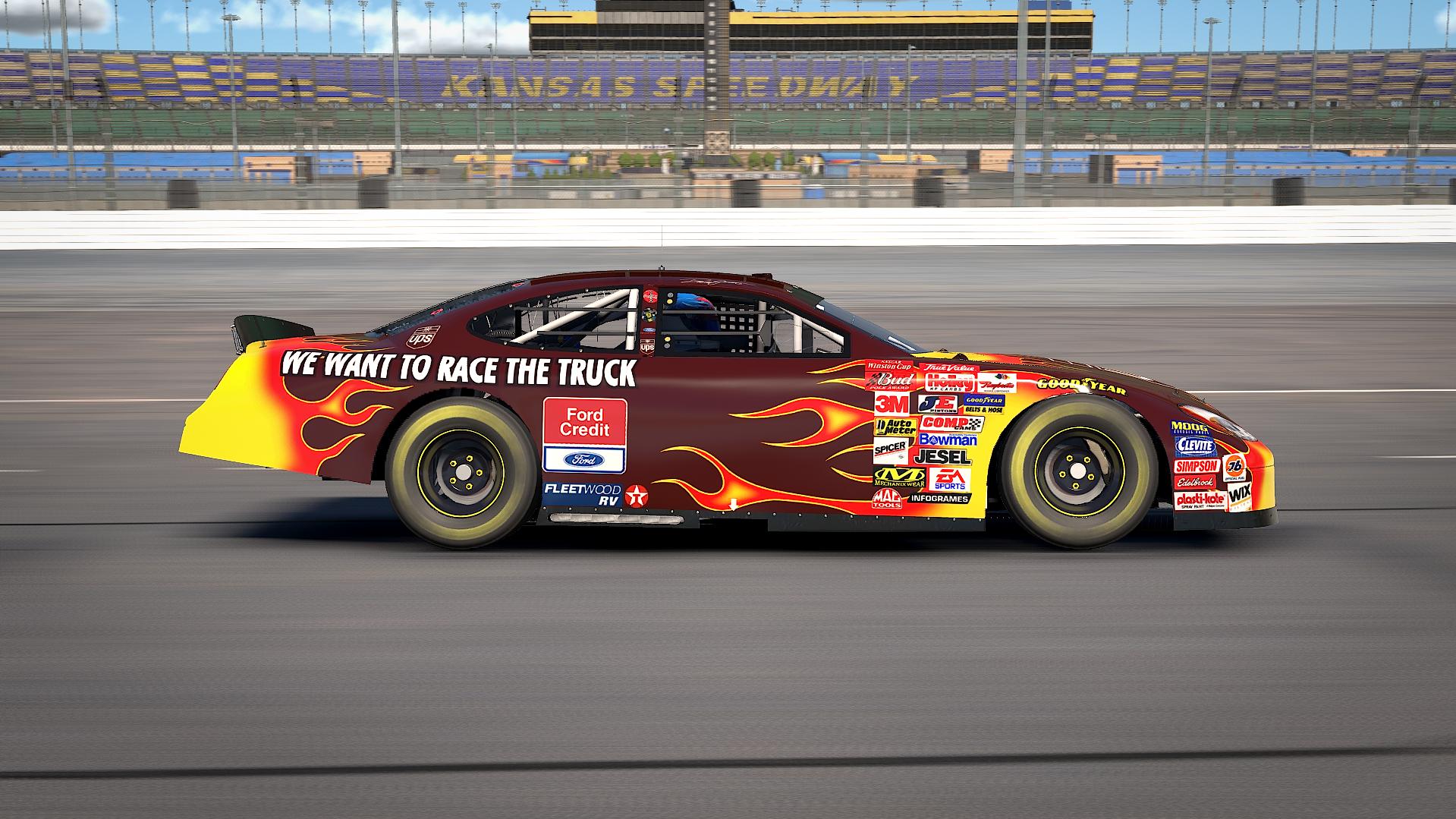 Preview of We Want To Race The Truck! - UPS Dale Jarrett 2001 Taurus - Sim Stamped # - by Matt Tomelleri