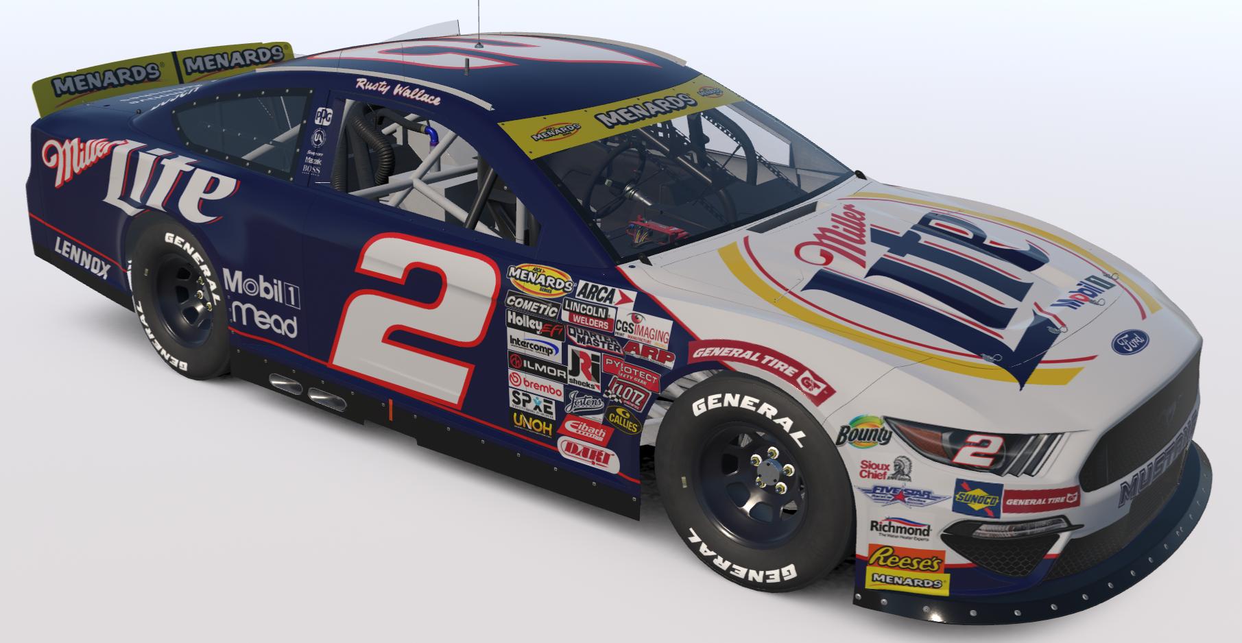Preview of Rusty Wallace 2000 Miller Lite Arca Mustang (Numbers) Texture Update by Josh Bearden