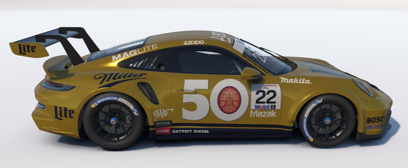 Preview of 50th Anniversary Miller Lite Golden Porsche 911 GT3 Cup (992) by Ronald Lawson2