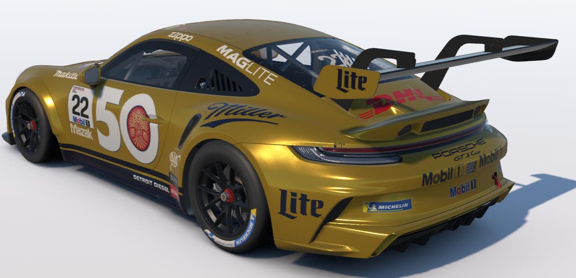 Preview of 50th Anniversary Miller Lite Golden Porsche 911 GT3 Cup (992) by Ronald Lawson2