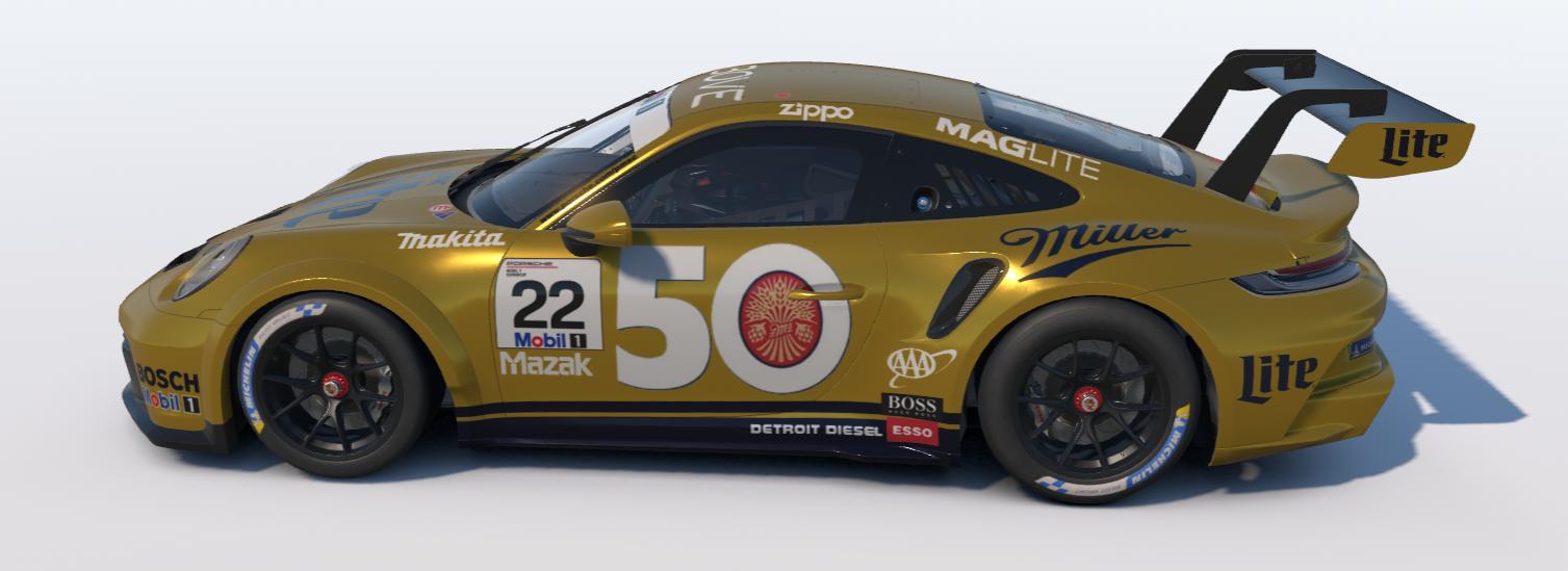 Preview of 50th Anniversary Miller Lite Golden Porsche 911 GT3 Cup (992) by Ronald Lawson2