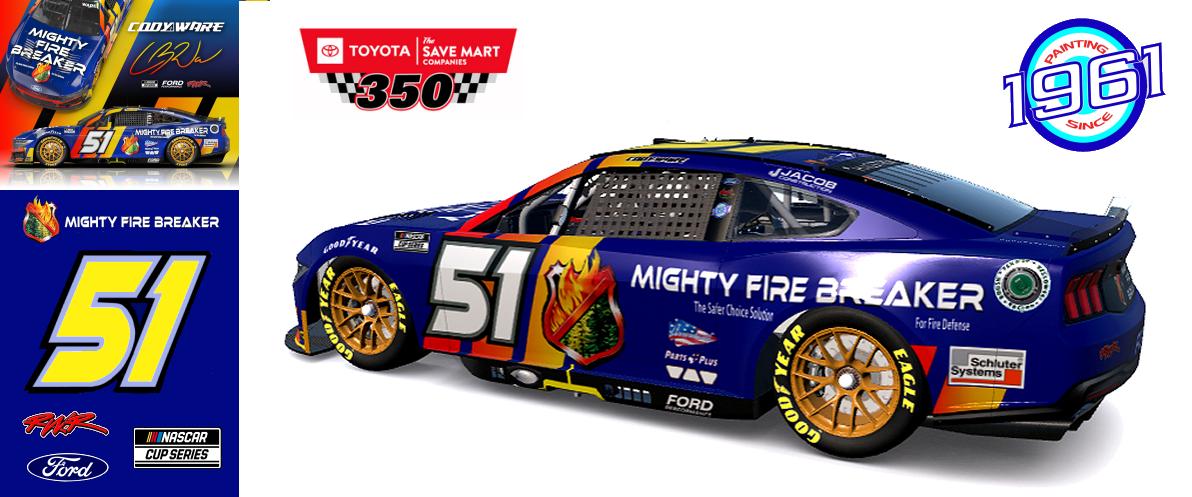 Preview of 2025 RWR Cody Ware / Mighty Fire Breaker Ford Mustang Dark Horse at Sonoma Raceway. by Micael Hagstrom