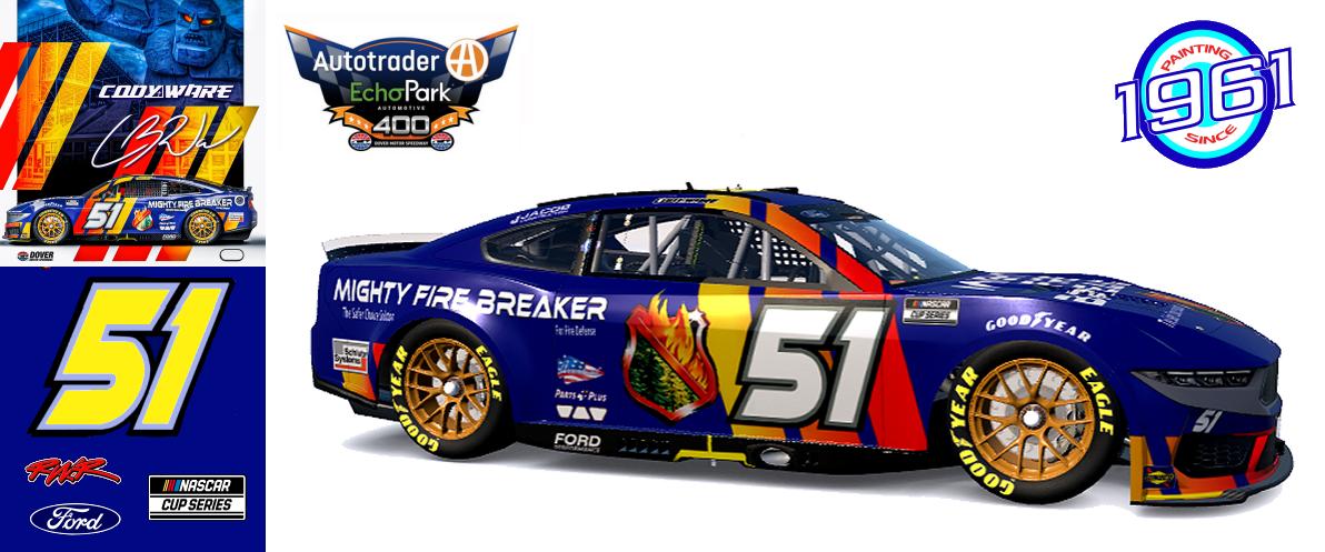 Preview of 2025 RWR Cody Ware / Mighty Fire Breaker Ford Mustang Dark Horse at Dover. by Micael Hagstrom