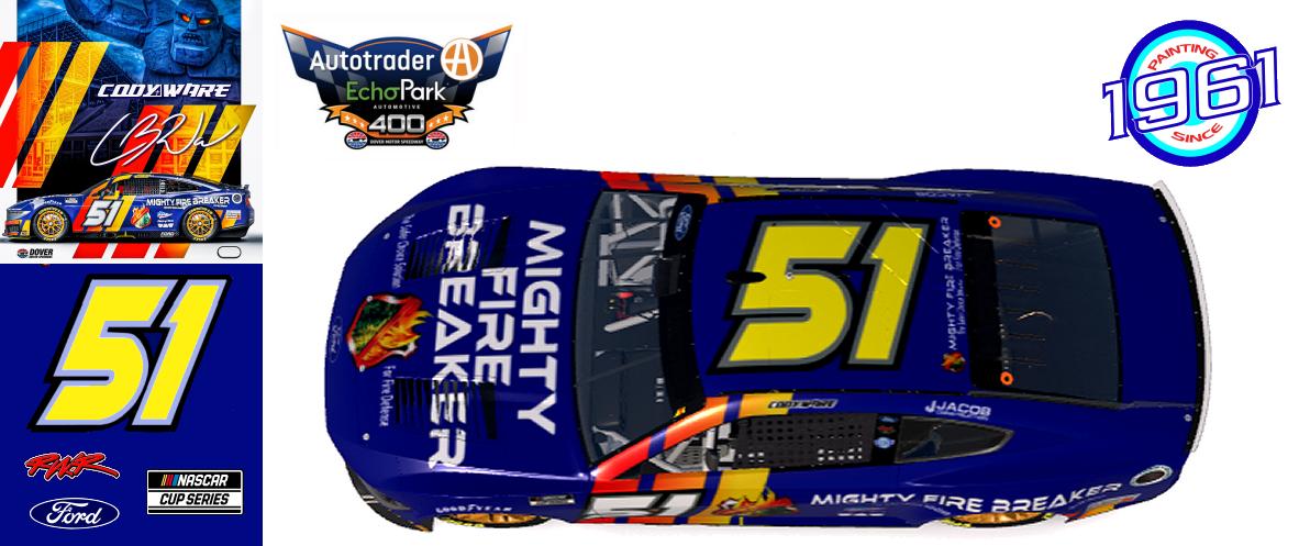 Preview of 2025 RWR Cody Ware / Mighty Fire Breaker Ford Mustang Dark Horse at Dover. by Micael Hagstrom