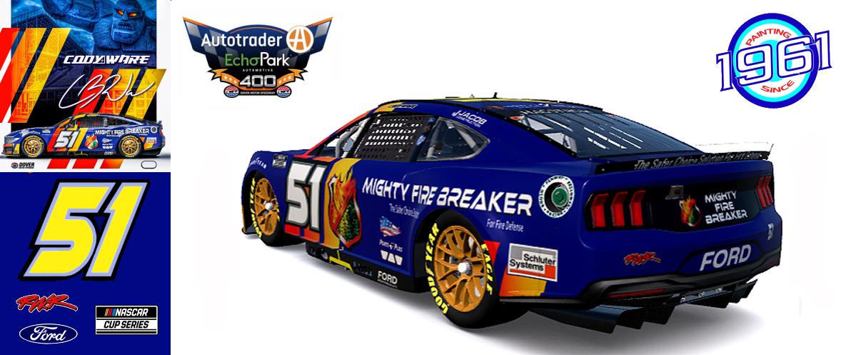 Preview of 2025 RWR Cody Ware / Mighty Fire Breaker Ford Mustang Dark Horse at Dover. by Micael Hagstrom