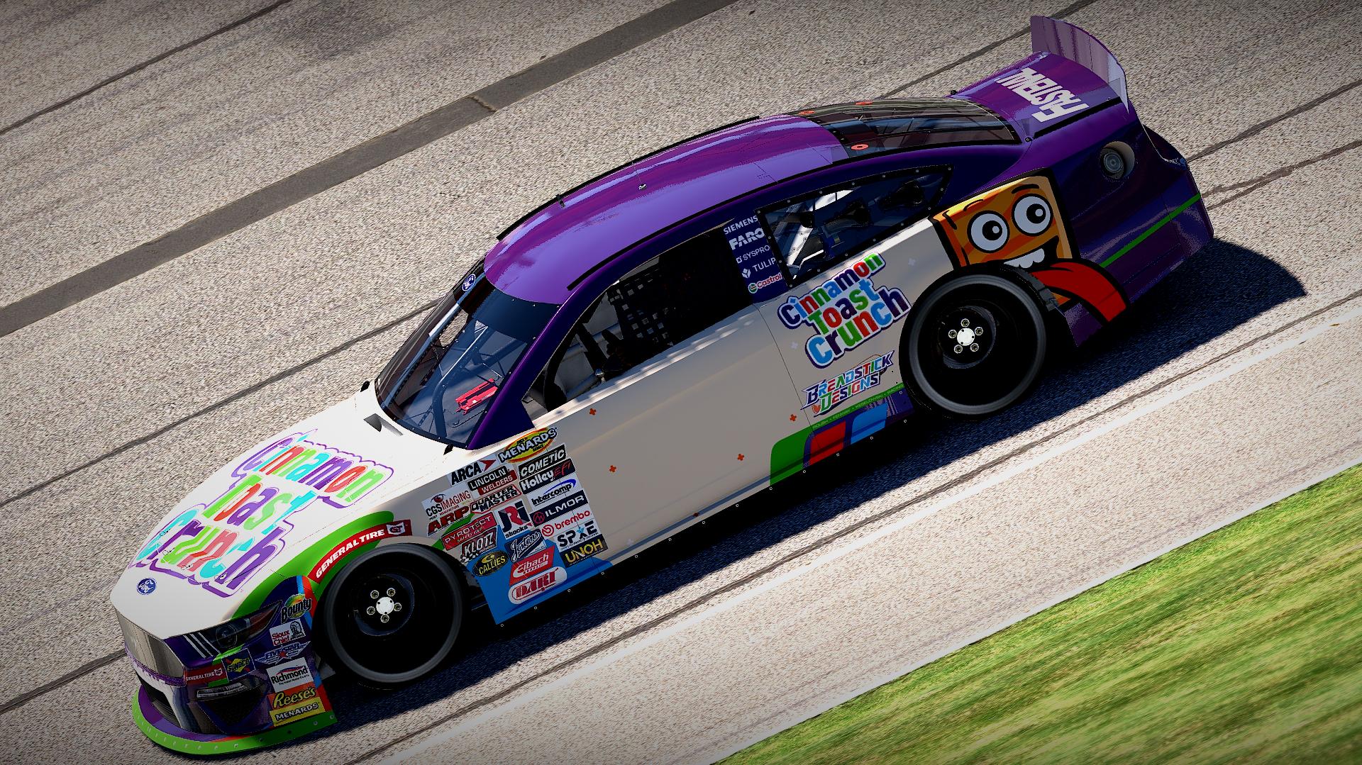 Preview of Chris Buescher Cinnamon Toast Crunch ARCA Sim Stamped by Luke Breitschopf