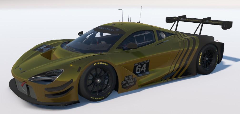 Preview of McLaren 720s GT3 EVO Sub Optimal Racing Gold and Black by Philip Burgess