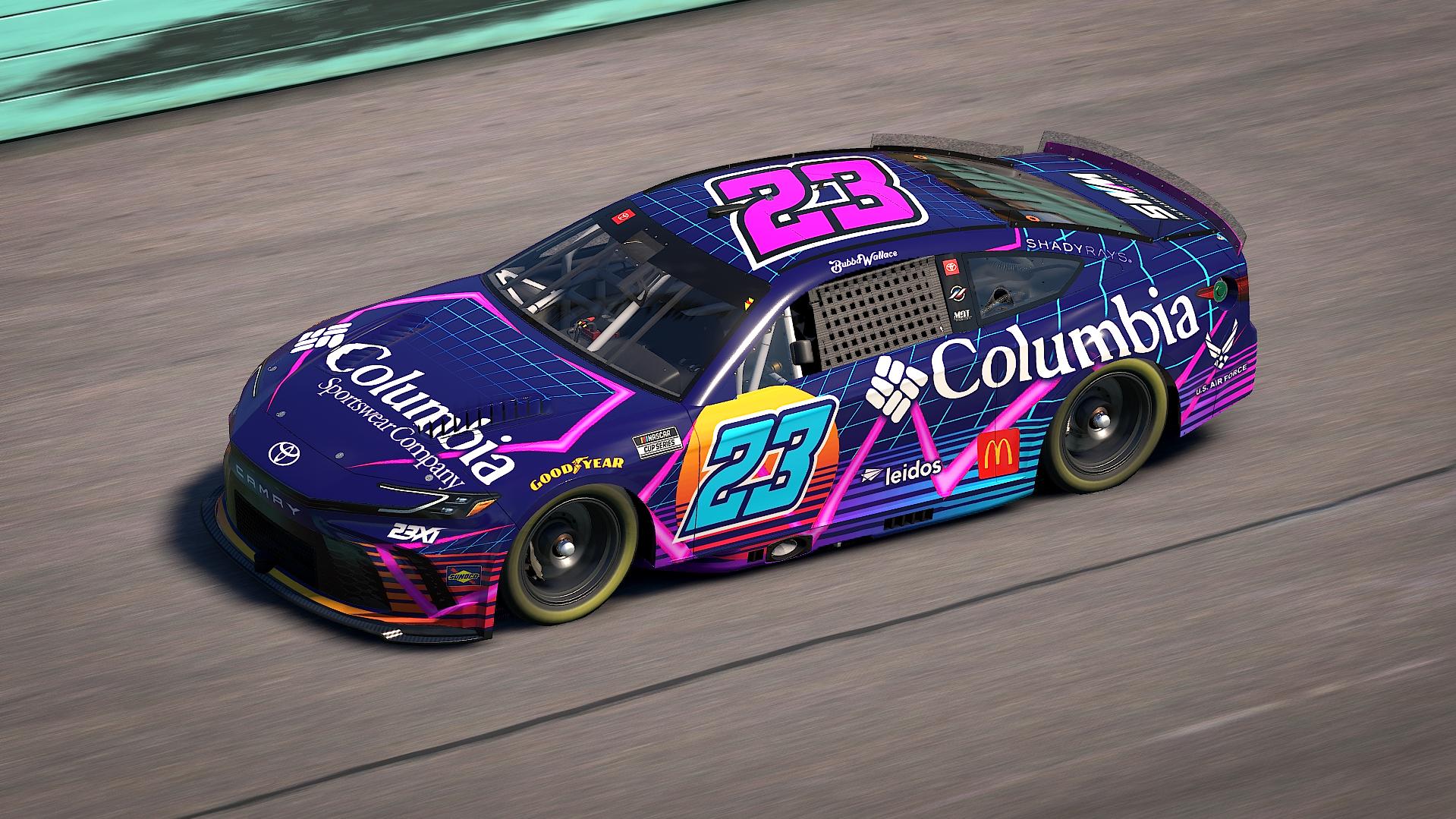 Preview of Bubba Wallace #23 Vaporwave Columbia Camry - fictional paint by Matthew A Tomelleri