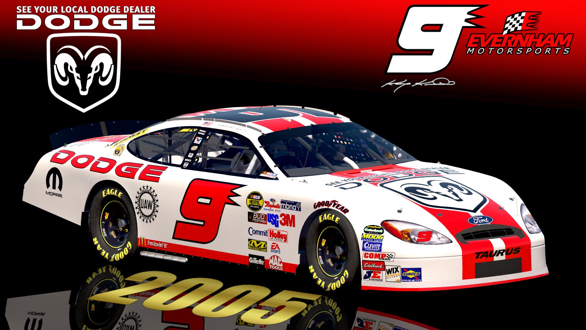 Preview of 2005 #9 Kasey Kahne Dodge Dealers Racing Stripes (Ford) Sim Stamped Number by Christian Budd