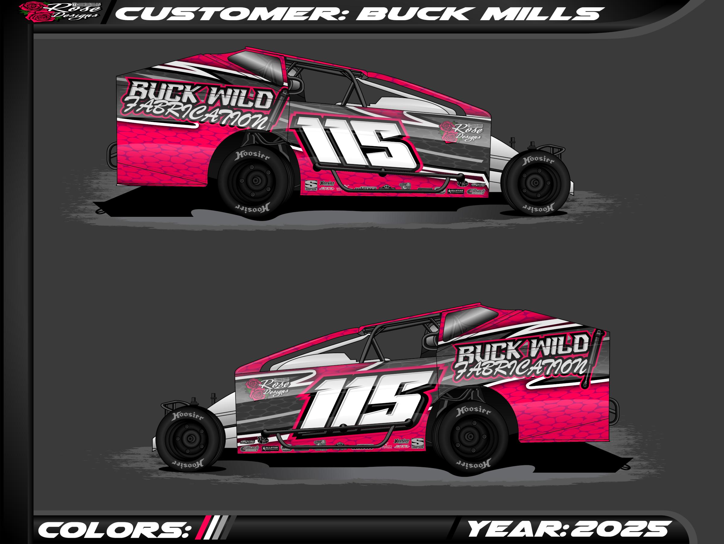 Preview of Buck Mills 2025s3 dirt big block modified wrap by Mark R Rose