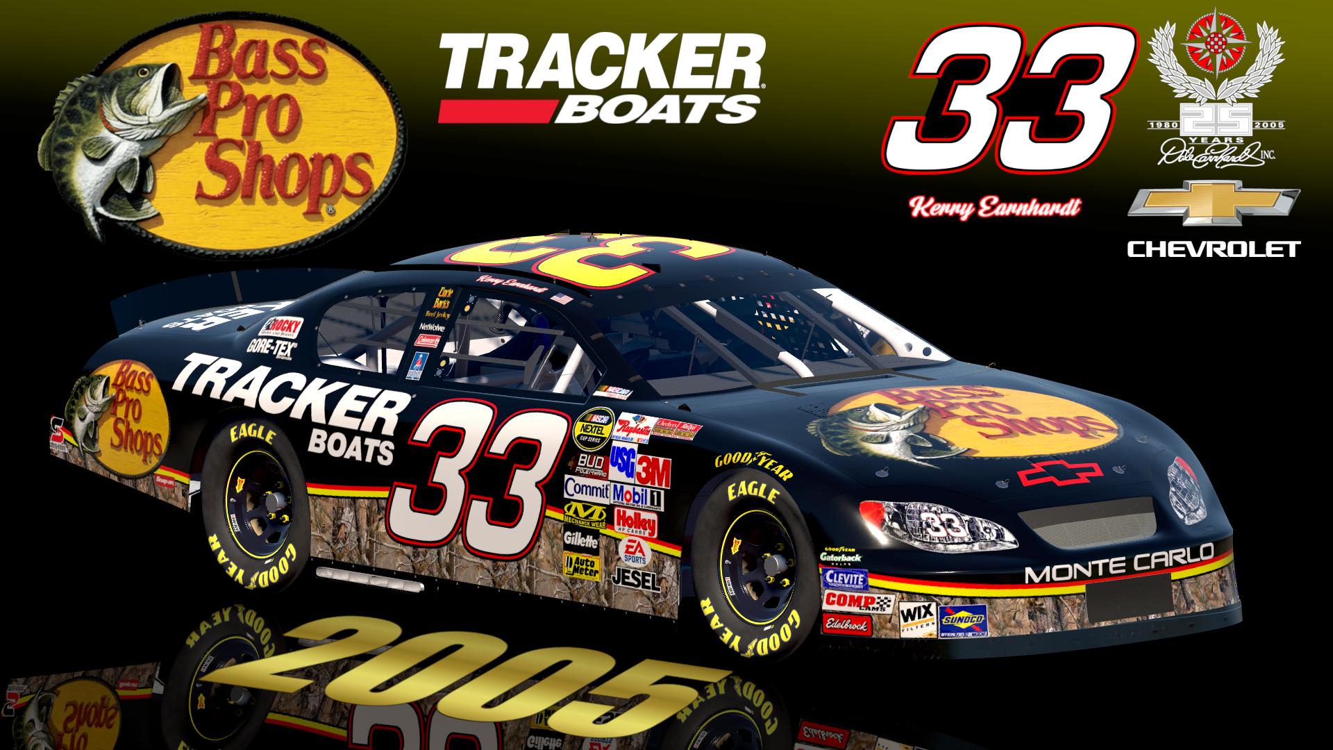 Preview of 2005 #33 Kerry Earnhardt Bass Pro Shops Tracker Boats Chevrolet Monte Carlo Sim Stamped Number by Christian Budd