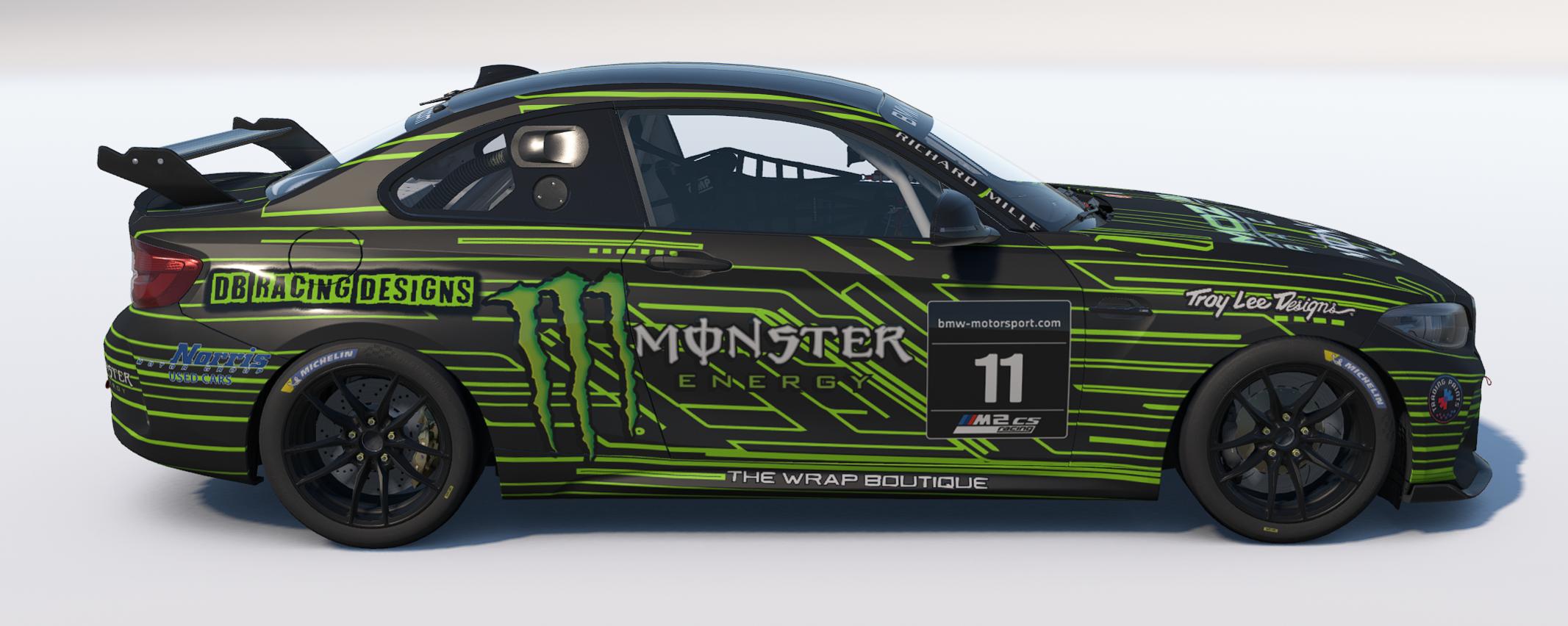Preview of 2025 DB Racing Designs/MOZA Racing/Monster Energy BMW M2 CS Racing Livery by Drew Bennedick