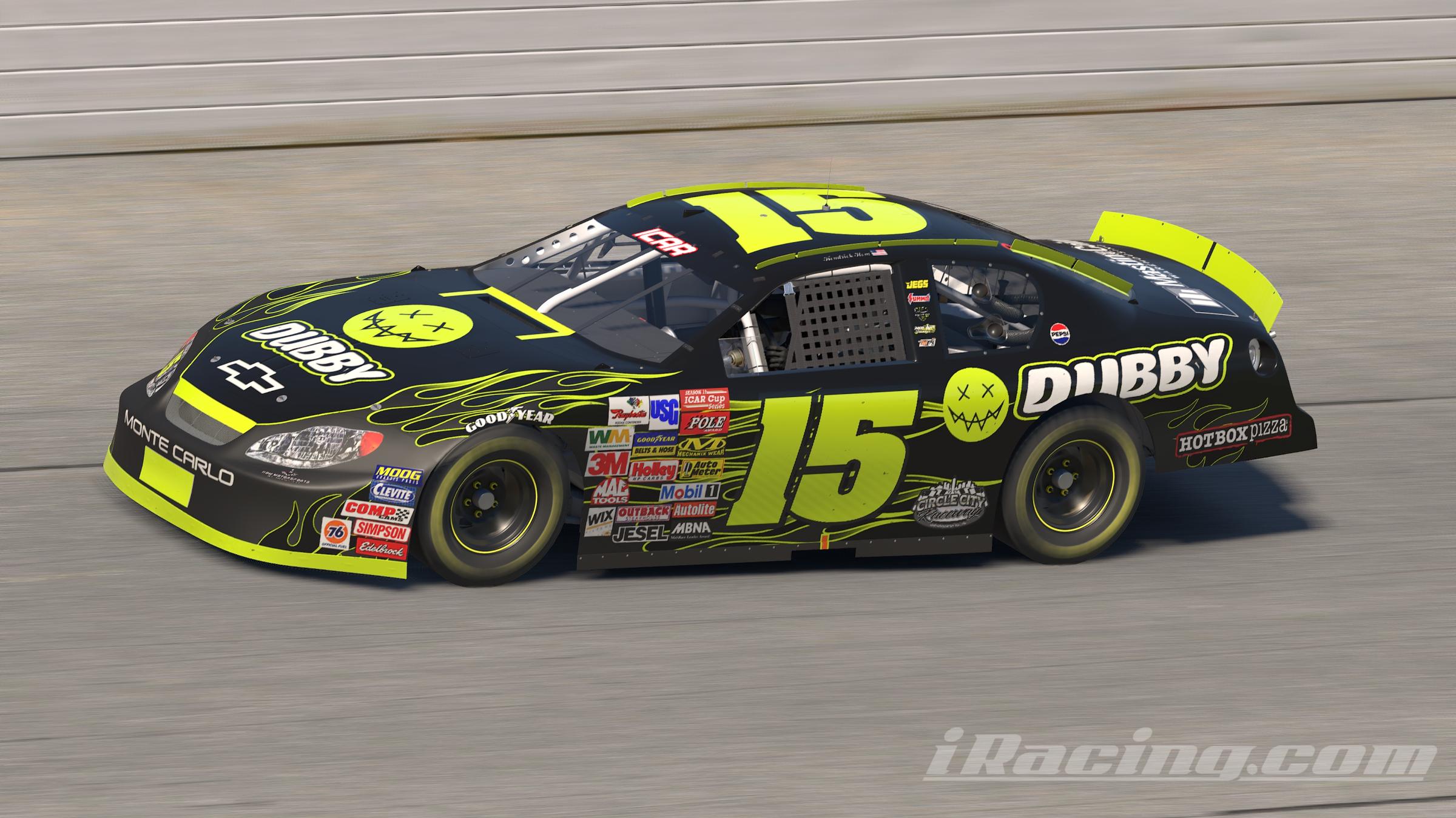Preview of Kendrick Homs #15 ICAR Chevrolet Monte Carlo Dubby Energy Midnight Fire Speedway Scheme by Kendrick Hom