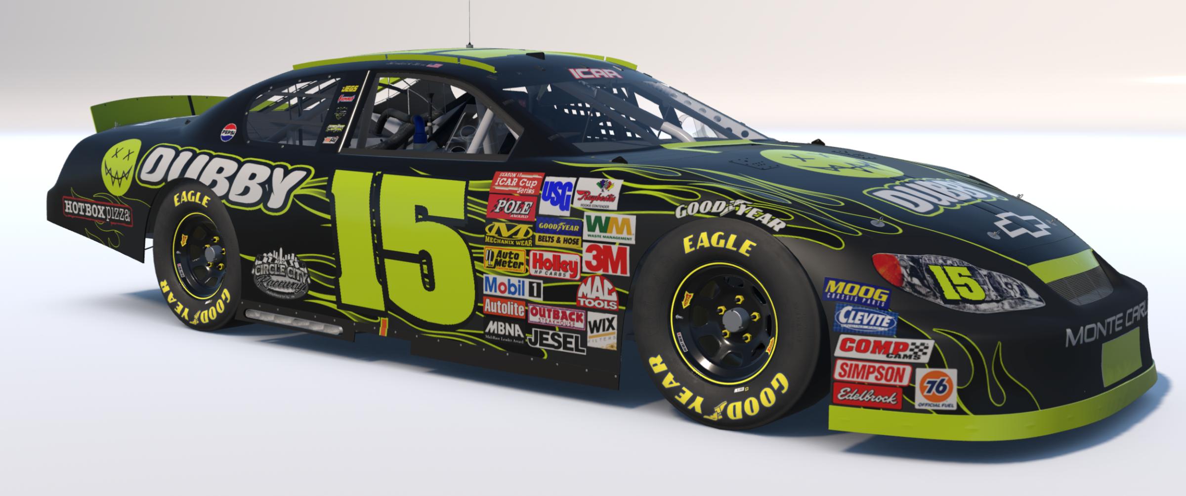 Preview of Kendrick Homs #15 ICAR Chevrolet Monte Carlo Dubby Energy Midnight Fire Speedway Scheme by Kendrick Hom