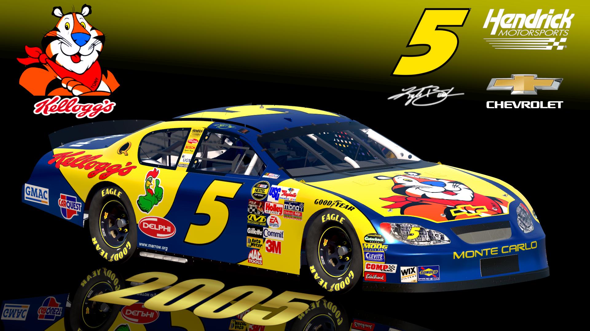 Preview of 2005 #5 Kyle Busch Kelloggs v3 Chevrolet Monte Carlo Sim Stamped Number by Christian Budd