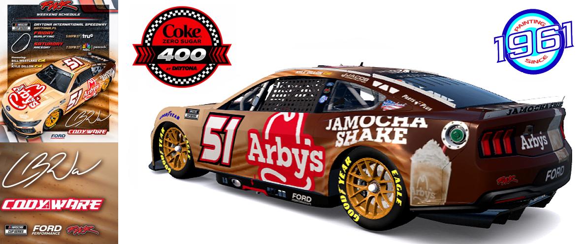 Preview of 2025 RWR Cody Ware / Arby´s Jamocha shake Ford Mustang Dark Horse at Daytona. by Micael Hagstrom