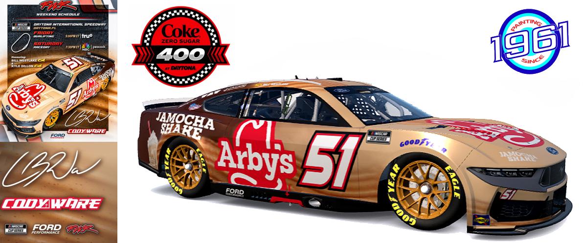 Preview of 2025 RWR # 51 Cody Ware / Arby´s Jamocha shake Ford Mustang Dark Horse at Daytona. by Micael Hagstrom