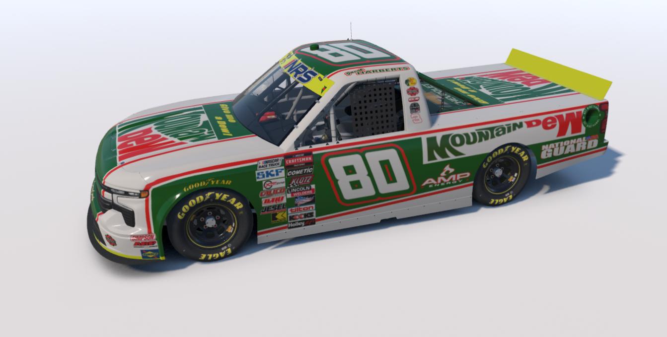 Preview of DSM 80 Dale Jr Mountain Dew Throwback Truck playoff banner by Brant Mickel
