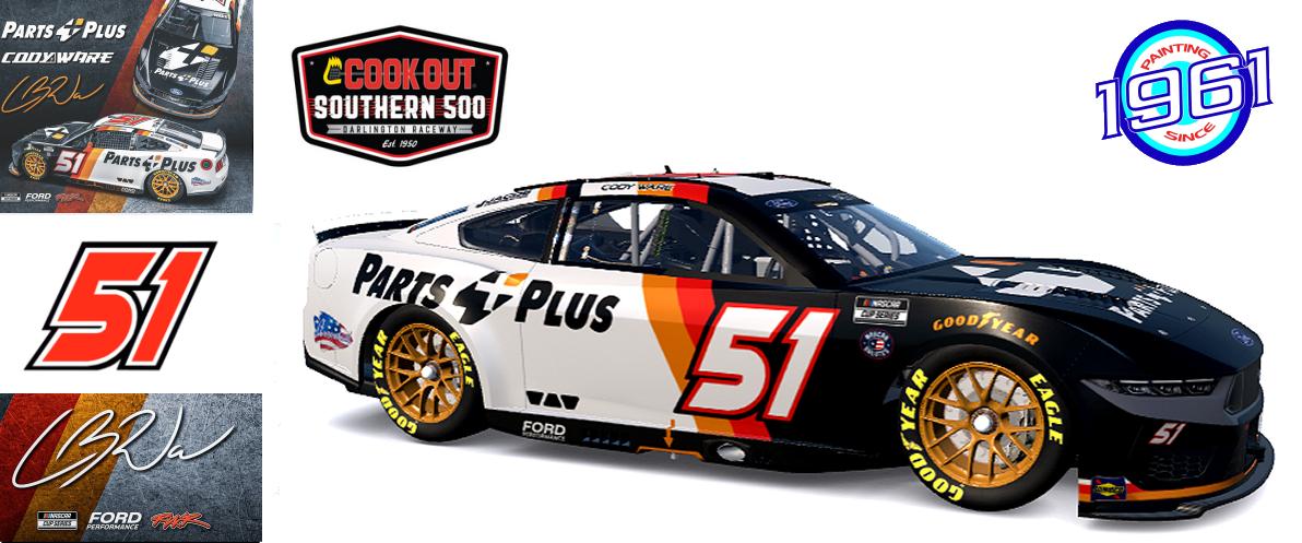 Preview of  2025 RWR # 51 Cody Ware / Parts Plus Ford Mustang Dark Horse at Darlington. by Micael Hagstrom