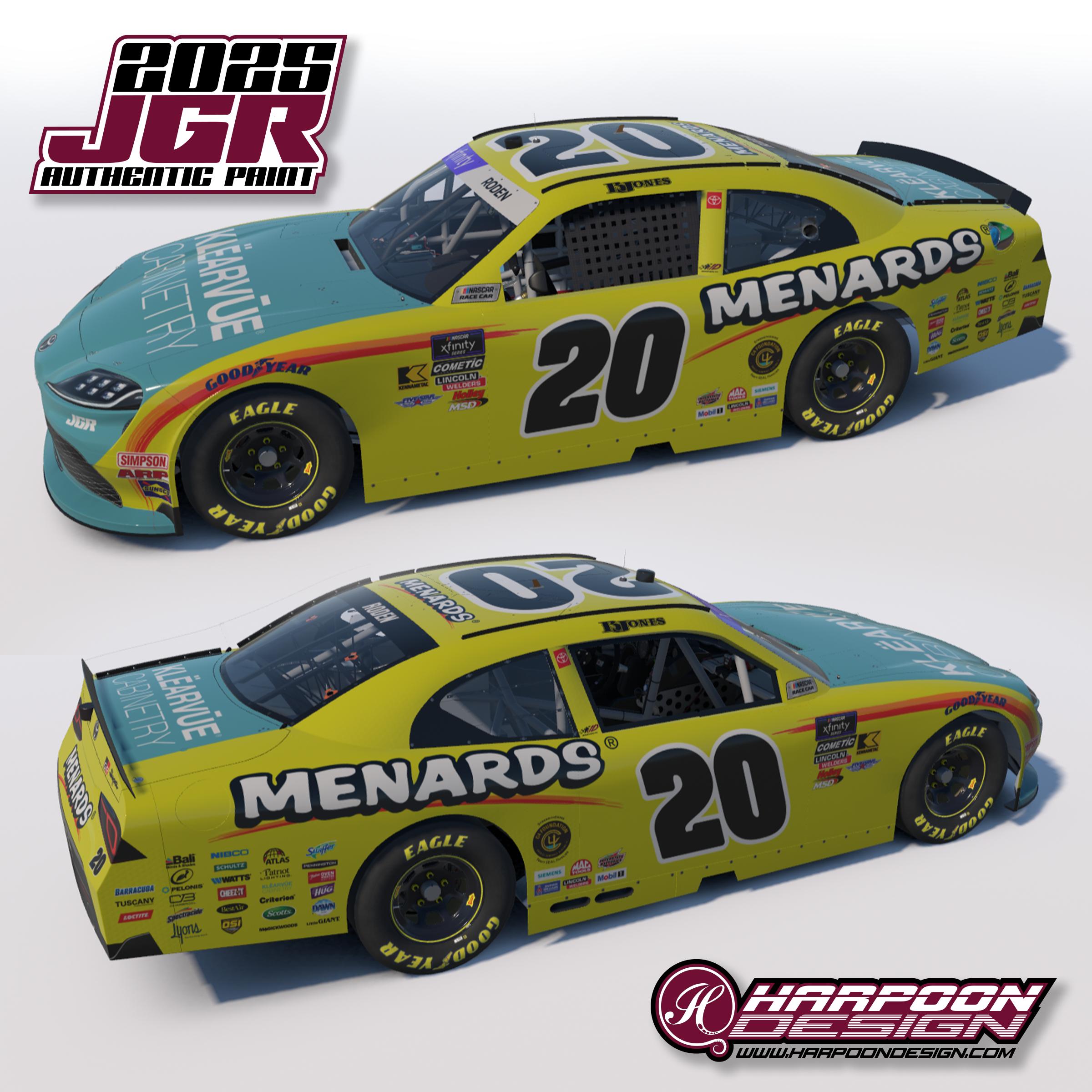Preview of 2025 Brandon Jones Menards Klearblue Toyota Supra No Num by Brantley Roden