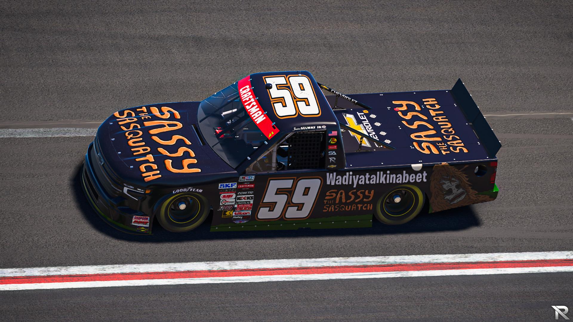 Preview of Sassy The Sasquatch NASCAR Chevy Silverado 2025 by Justin Selway Jr