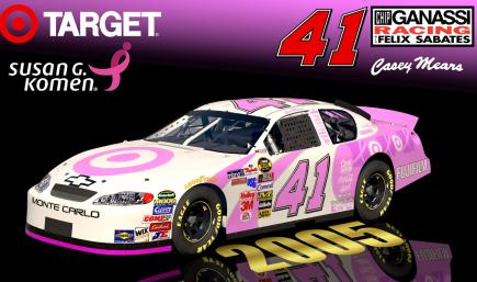(SS) 2005 #41 Casey Mears Target Breast Cancer Research (Chevy) Sim Stamped Number