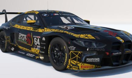 Gaps Exist Sim Racing Team Black and Yellow Livery for BMW M4 GT3 EVO