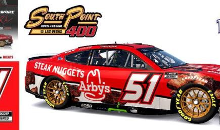 2025 RWR # 51 Cody Ware / Arby´s Steak Nuggets Ford Mustang Dark Horse at Las Vegas Motor Speedway.