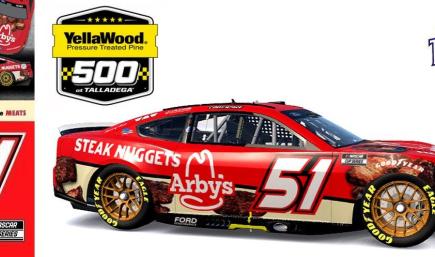 2025 RWR # 51 Cody Ware / Arby´s Steak Nuggets Ford Mustang Dark Horse at Talladega Superspeedway.