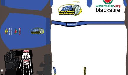 2014 Ross Chastain BTS TIRE AND WHEEL DISTRIBUTORS Simpson Suit With Skull Hand Gloves And Simpson Shoes