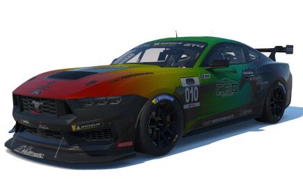 Rainbow Sherbert Carbon Fiber on chrome black wrapped/ GT4 Mustang 
