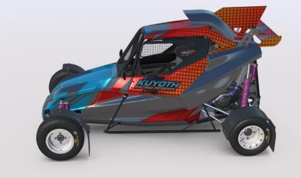 Silver and orange metallic cross car