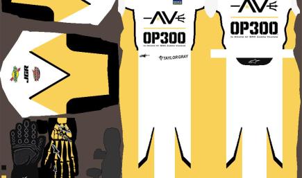 Taylor Gray OP300 White Alpinestar Suit With Skull Hand Gloves And Alpinestar Shoes