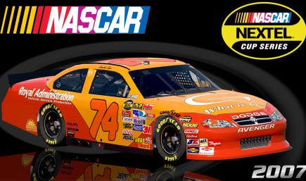 (Fictional) #74 Derrike Cope 2007 Royal Administration What is G Dodge Avenger COT Sim Stamped Number