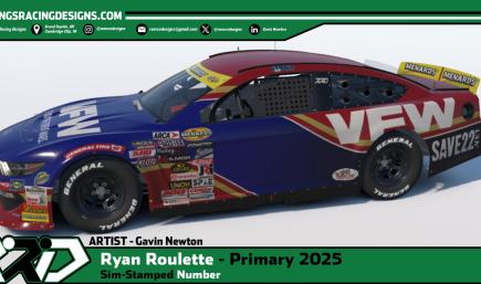 2025 Ryan Roulette VFW Ford Mustang (Sim-Stamped Number)