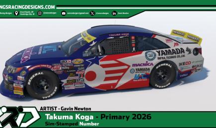 2026 Takuma Koga Macnica Toyota Camry (Sim-Stamped Number)