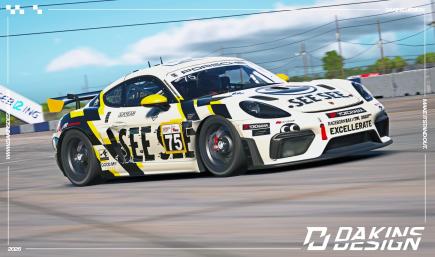 OFFICIAL Justin Lewis Racing x SEE SEE Porsche Sprint Challenge North America Porsche 718 Cayman GT4 Clubsport
