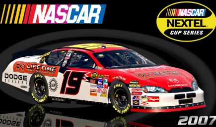 #19 Elliott Sadler 2007 Lifetime Powertrain Warranty Dodge Charger Sim Stamped Number