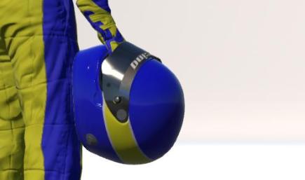 blue yellow helmet
